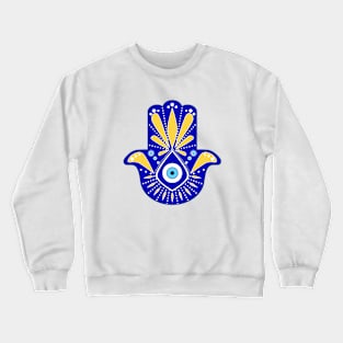 Hand of Fatma or Hamsa with evil eye Crewneck Sweatshirt